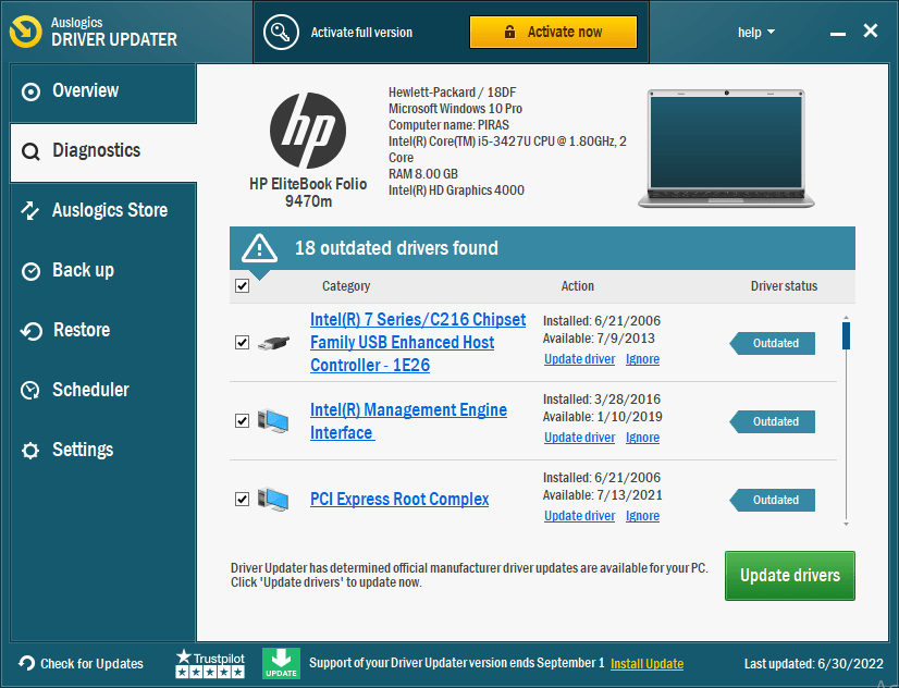Update drivers with Auslogics Driver Updater