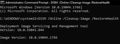 Perform these actions to use the DISM scan