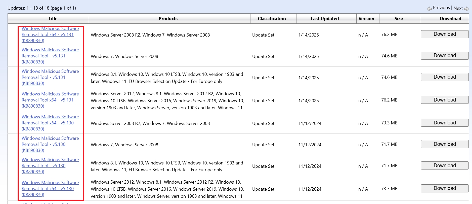 Look for the version of the update that matches your operating system (Windows 10 or 11) and your system architecture (e.g., x64 for 64-bit or x86 for 32-bit systems)