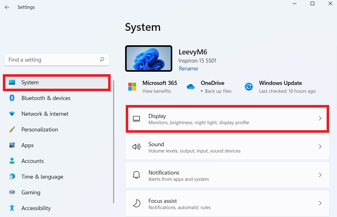 Change Display Settings
