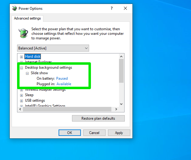 Desktop background settings Windows 10