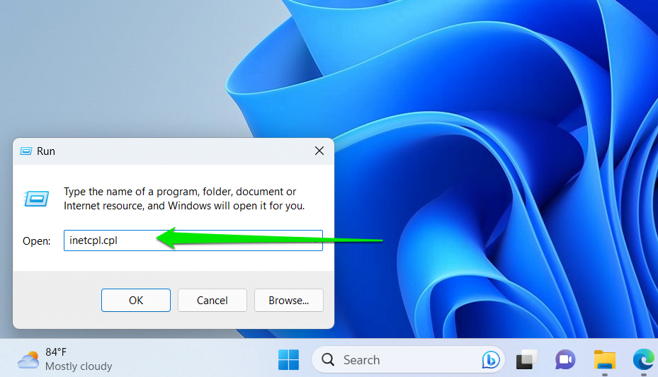 Inetcpl.cpl Windows 10