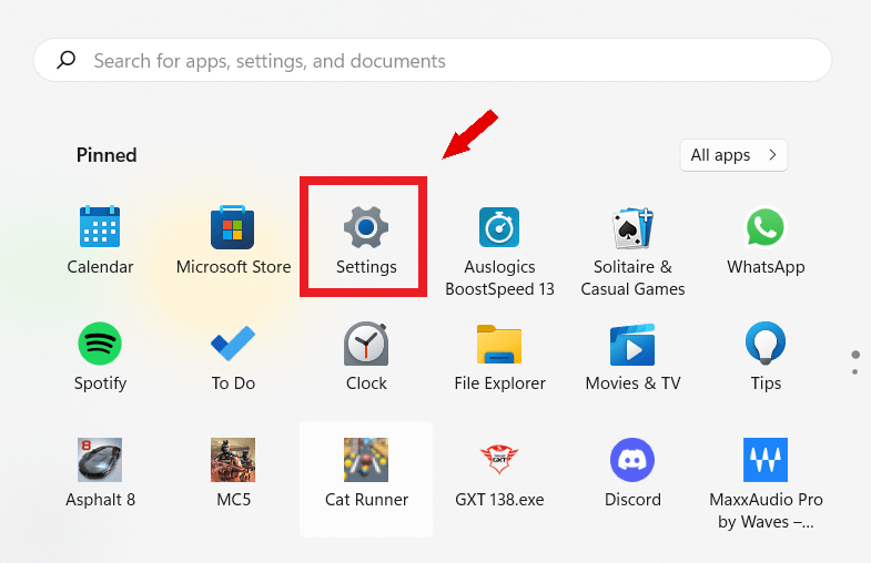 Otwórz ustawienia systemu Windows 10