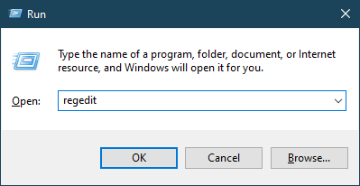 Type in regedit