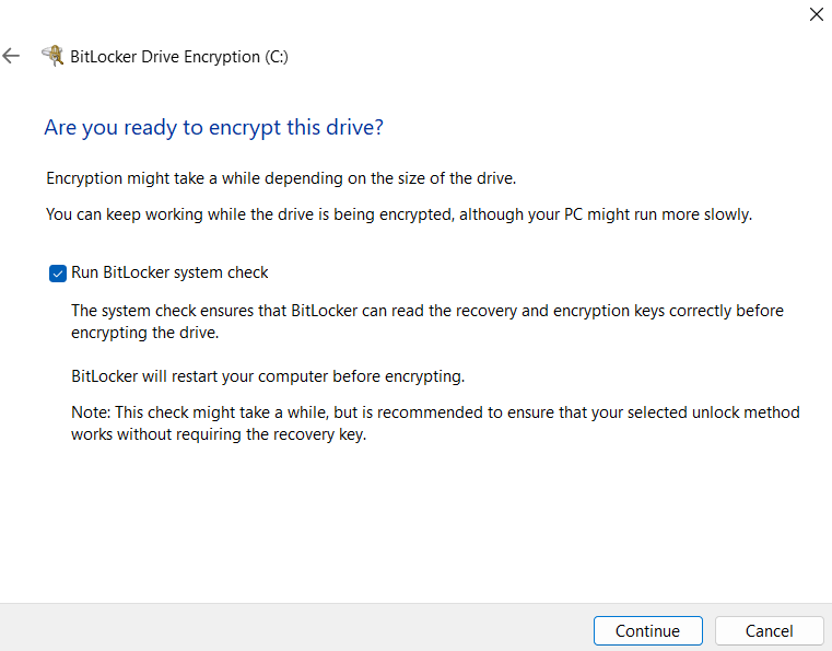Run BitLocker system