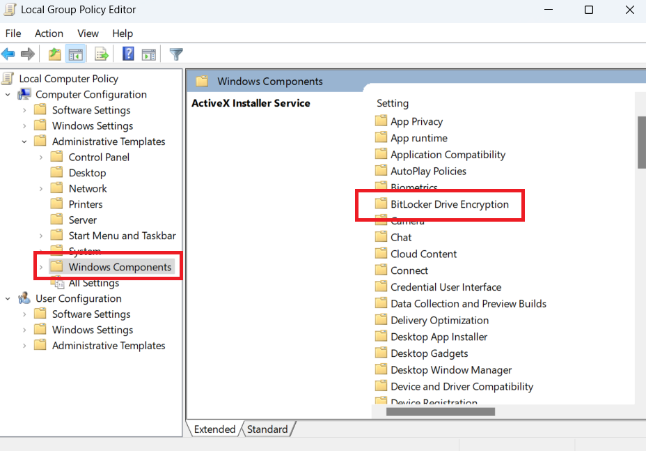 Double-click BitLocker Drive Encryption