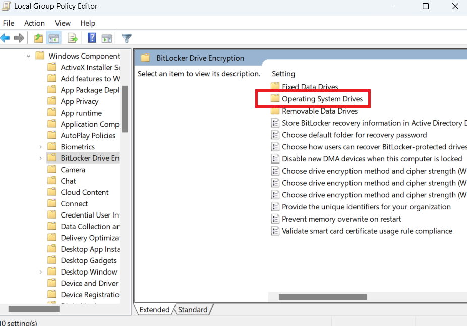 Double-click Operating System Drives