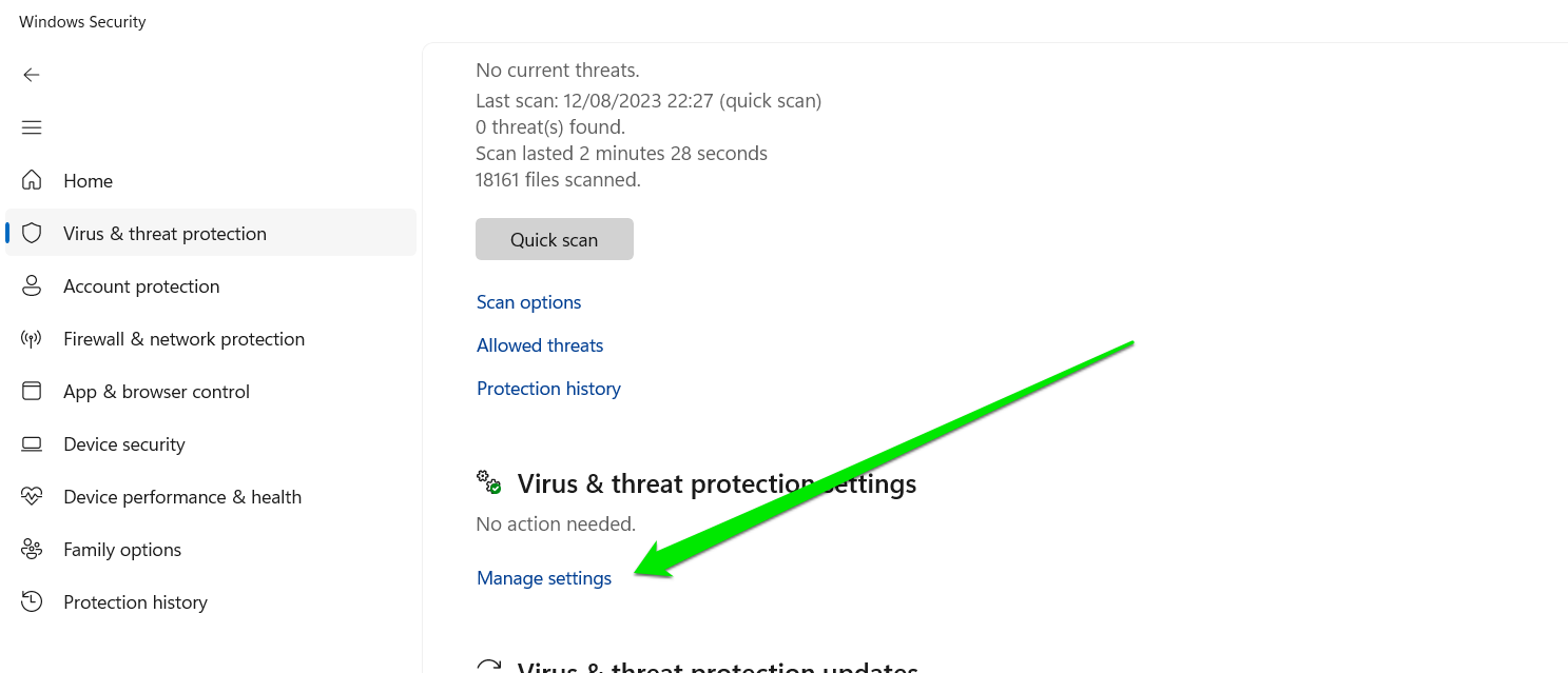 Virus- und Bedrohungsschutzeinstellungen Windows 10