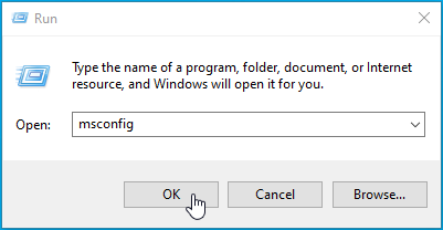Type in msconfig