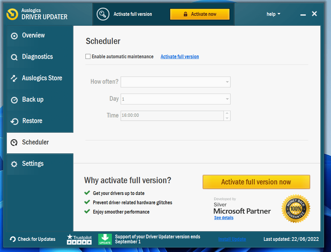 Auslogics Driver Updater Scheduler