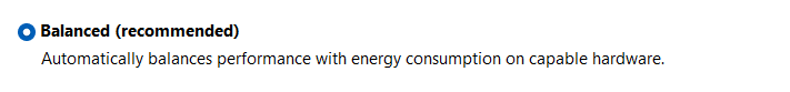 Balanced power settings Windows 10