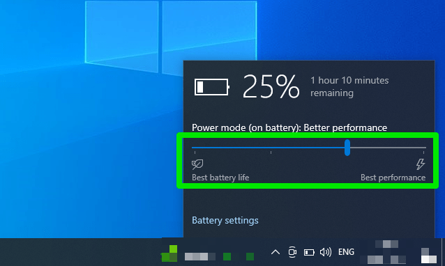 Impostazioni della batteria su Windows 10