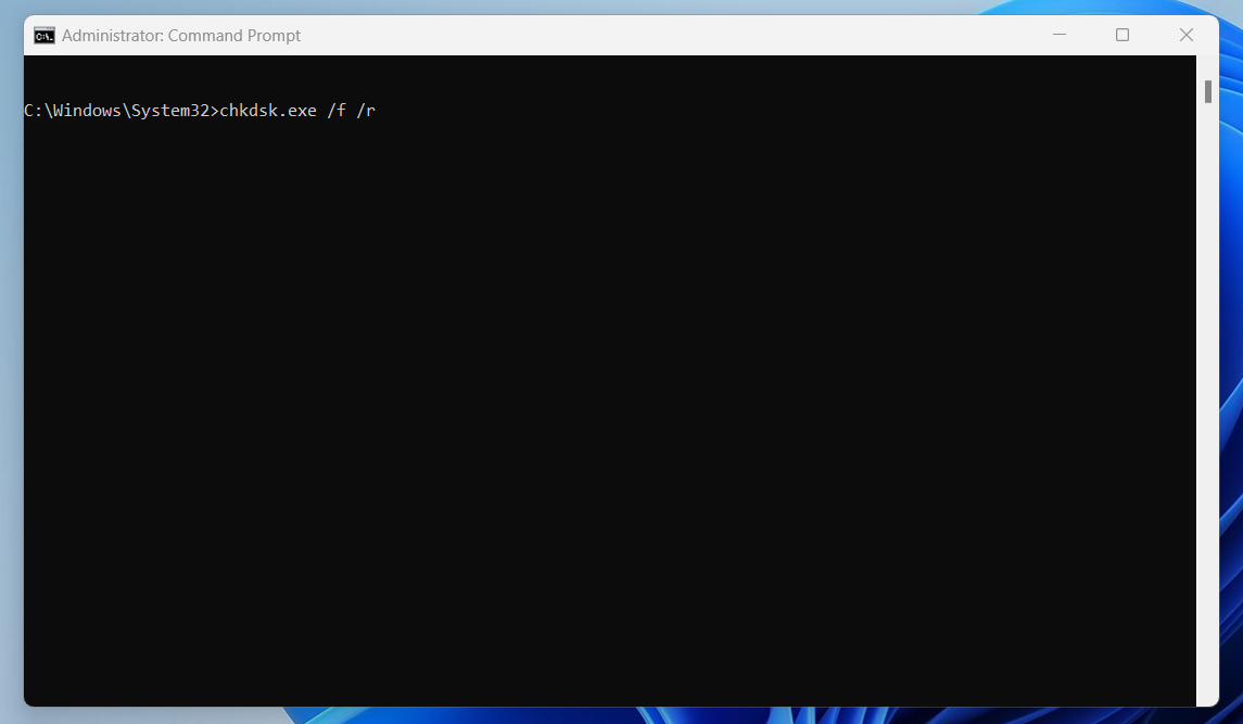 Check Your Disk for Errors via Chckdsk