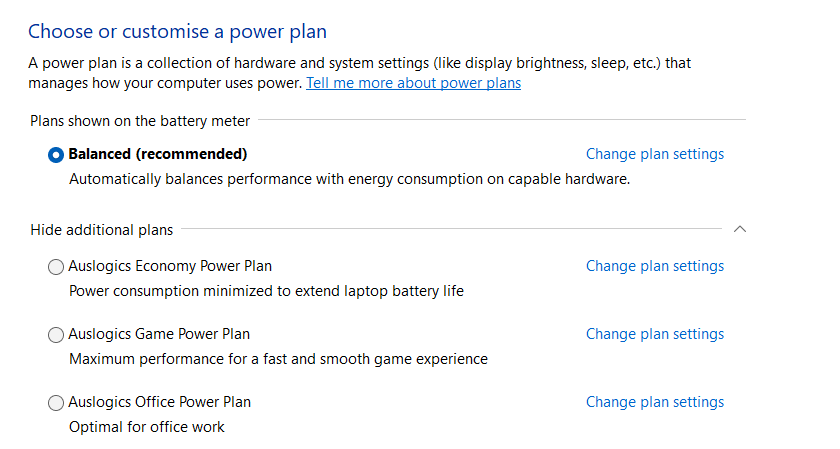 Choose or customize a power plan