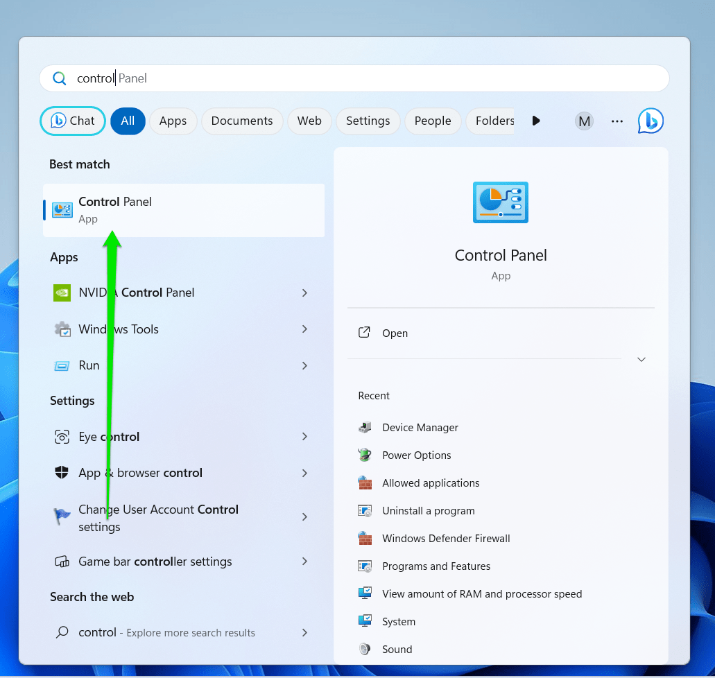 Click Control Panel