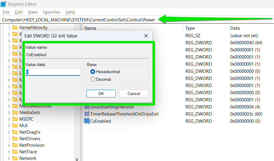 Modifica Dword tramite l'editor del registro