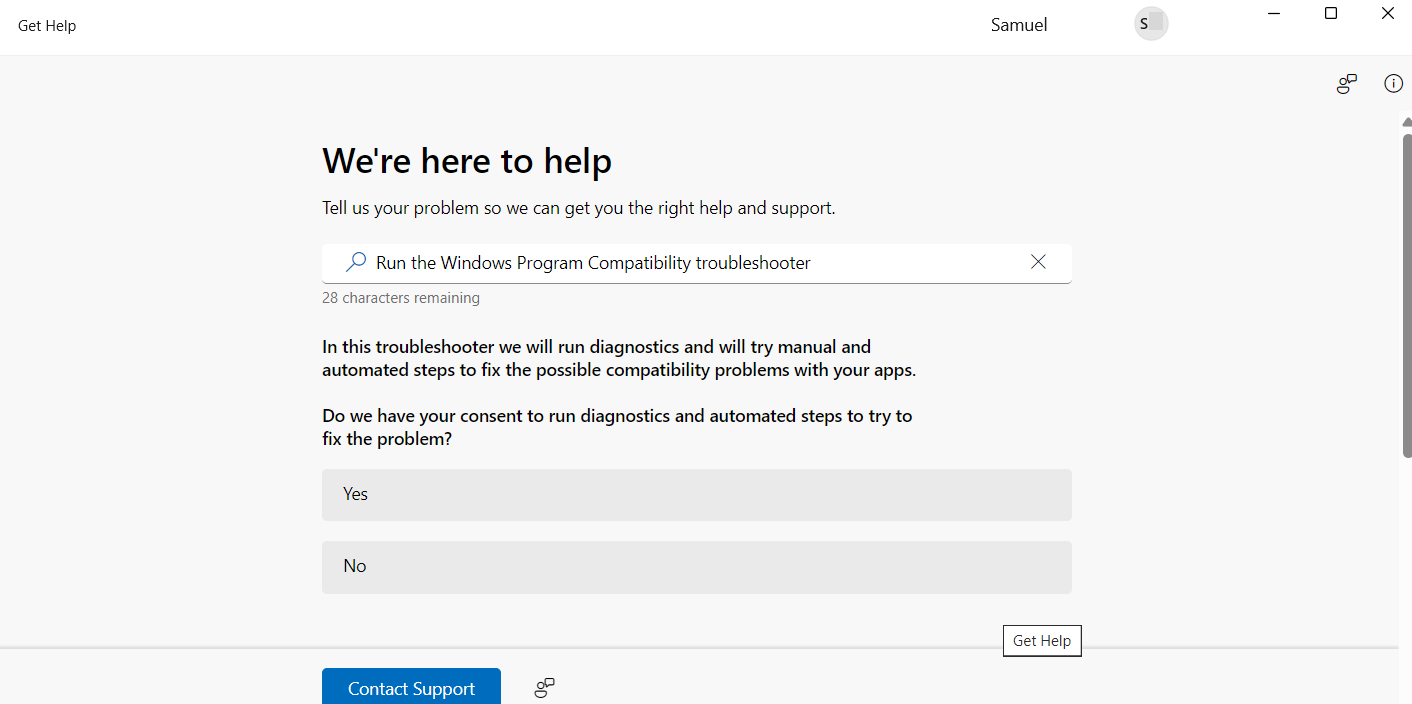 Windows Get Help app