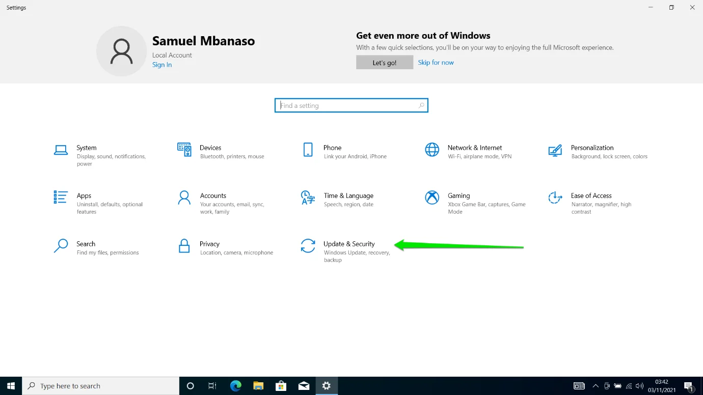 Reset this PC (green arrows)