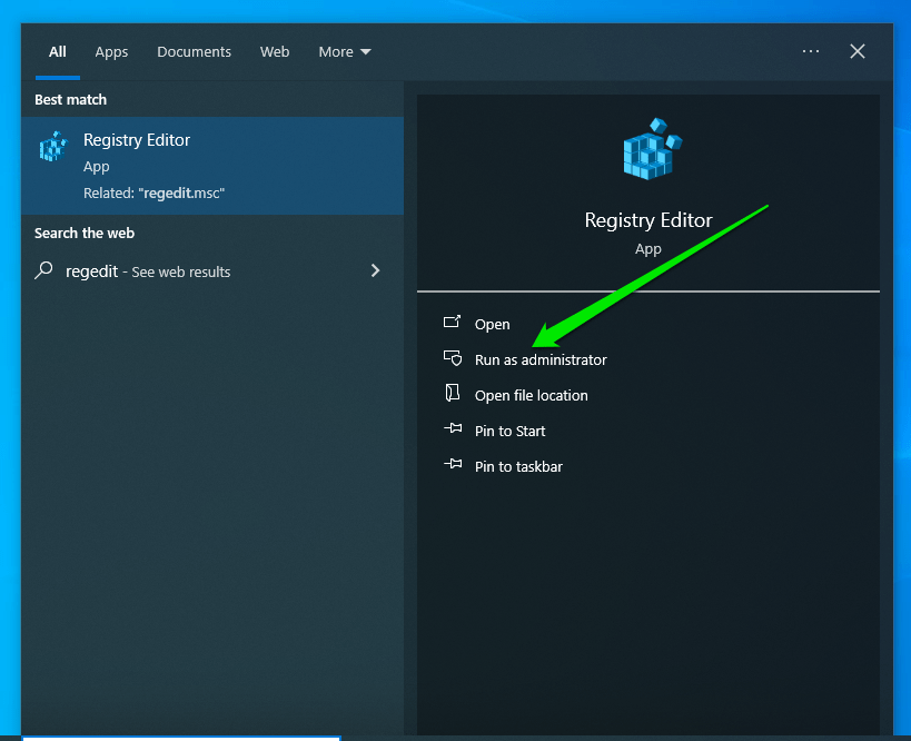 Run Registry Editor as Administrator