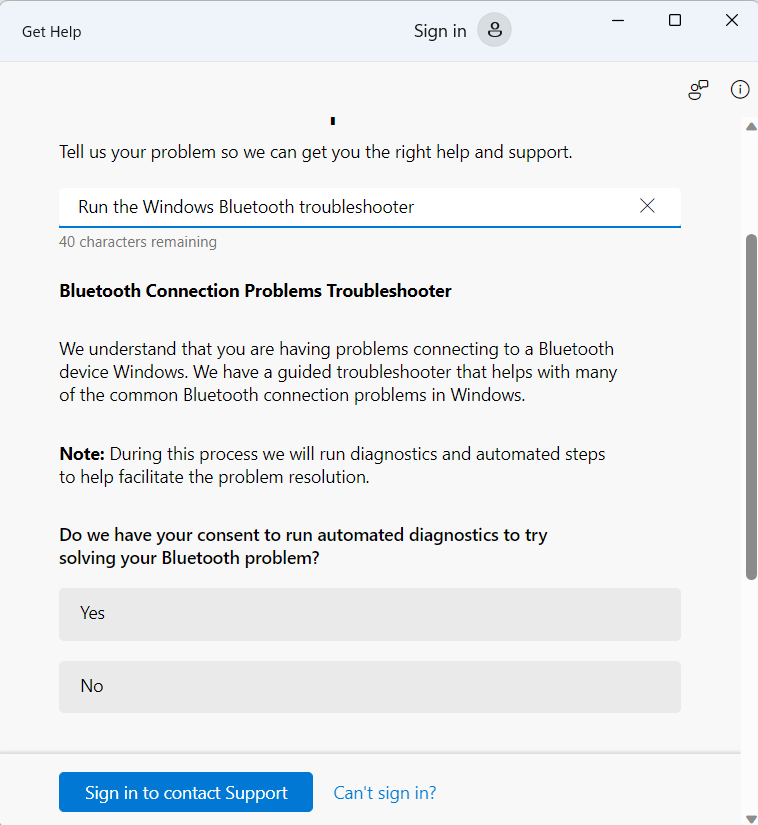 Run the Windows Bluetooth Troubleshooter