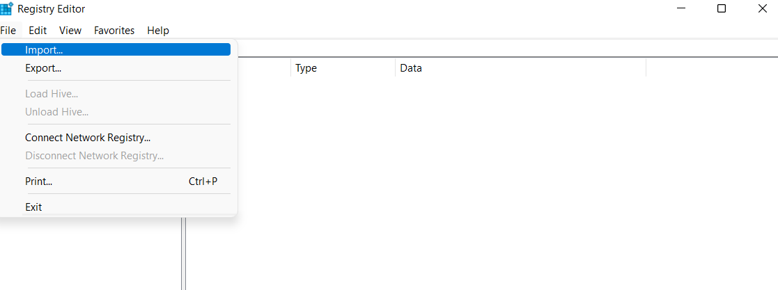 Click on File and select Import