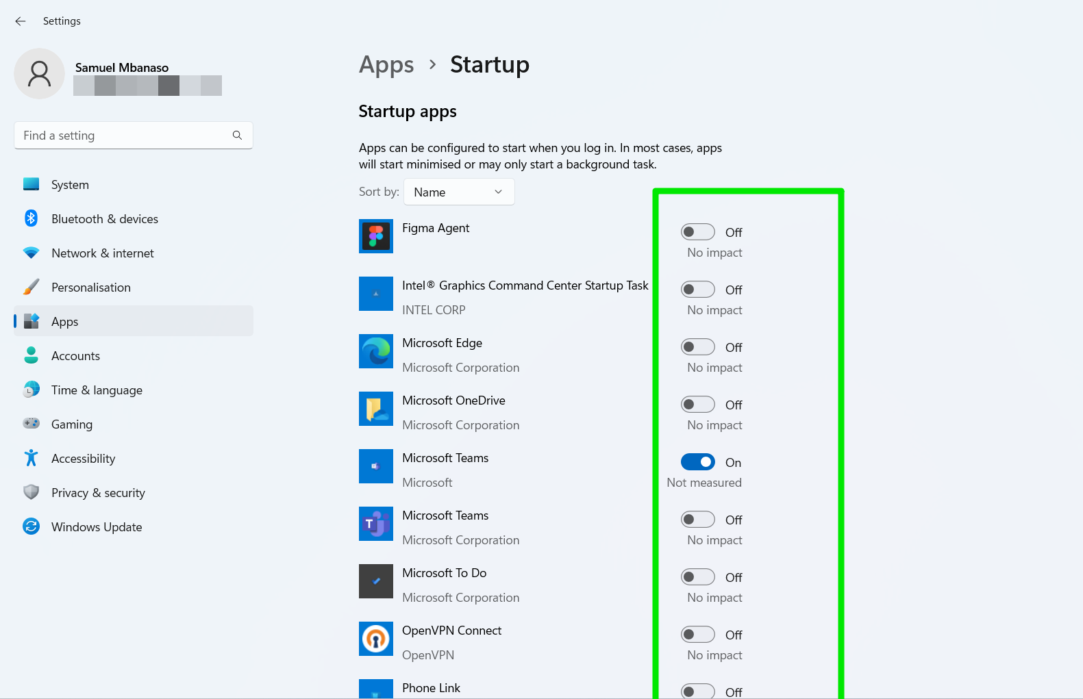 Startup apps Windows 10