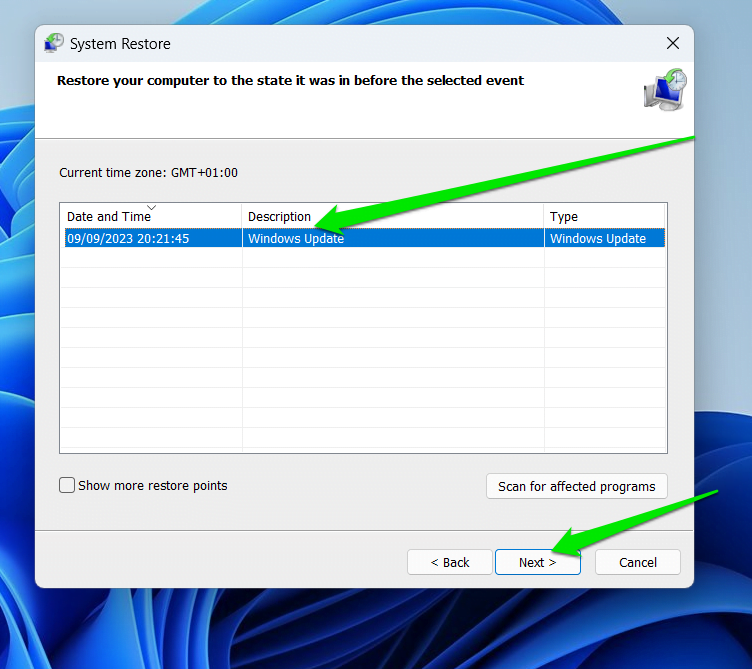 System Restore on Windows 10