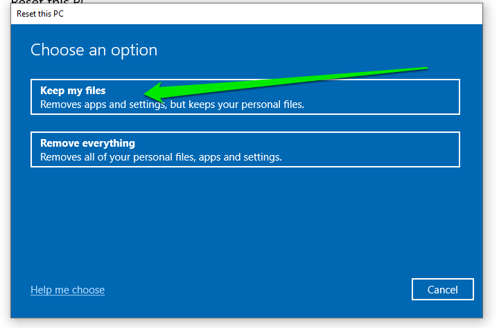 Windows 10 keep my files