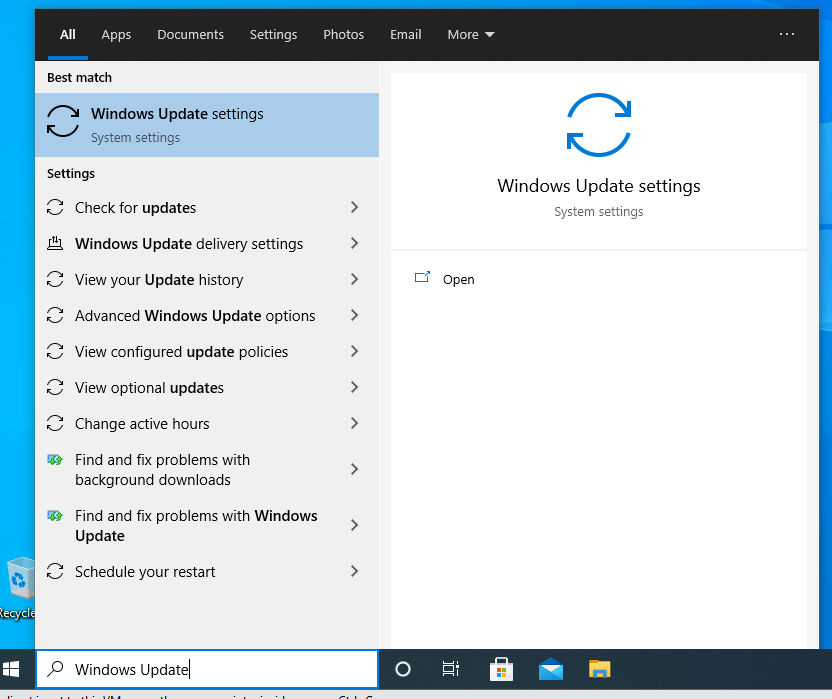 Windows Update Settings
