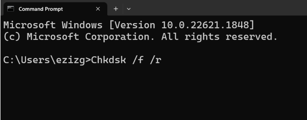 chkdsk.exe /f /r
