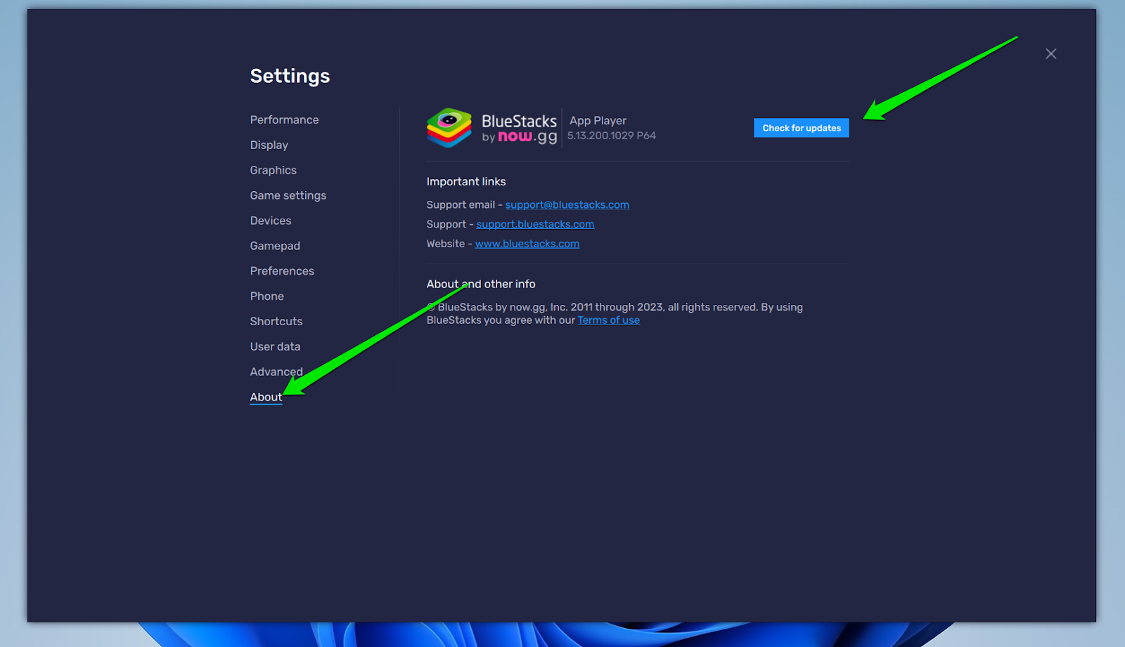 Now, switch to the right side of the program’s interface and click Check for Updates.