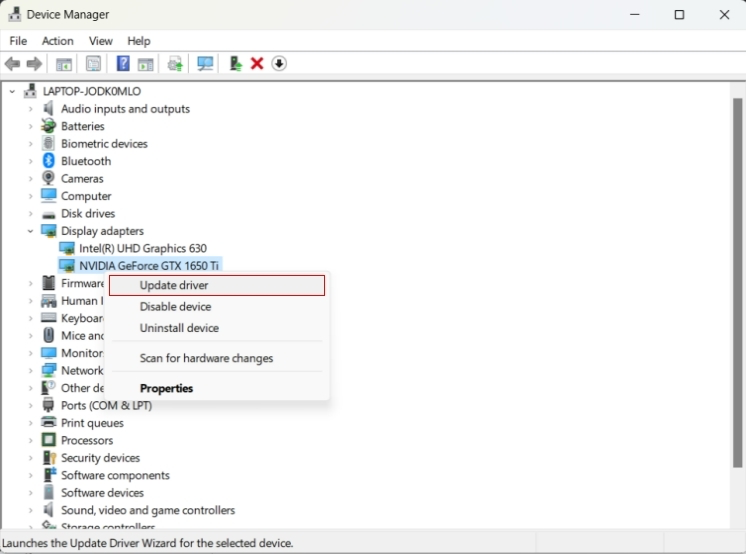 Device Manager Update NVIDIA GeForce Driver