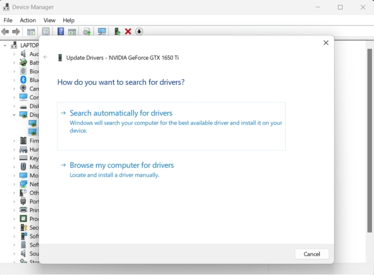 How do you want to search for drivers