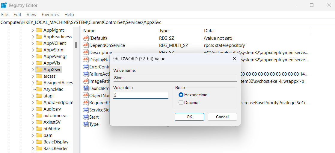 Set the Value data field to 2, then click “OK” to confirm your changes. This is how a DWORD value is modified.