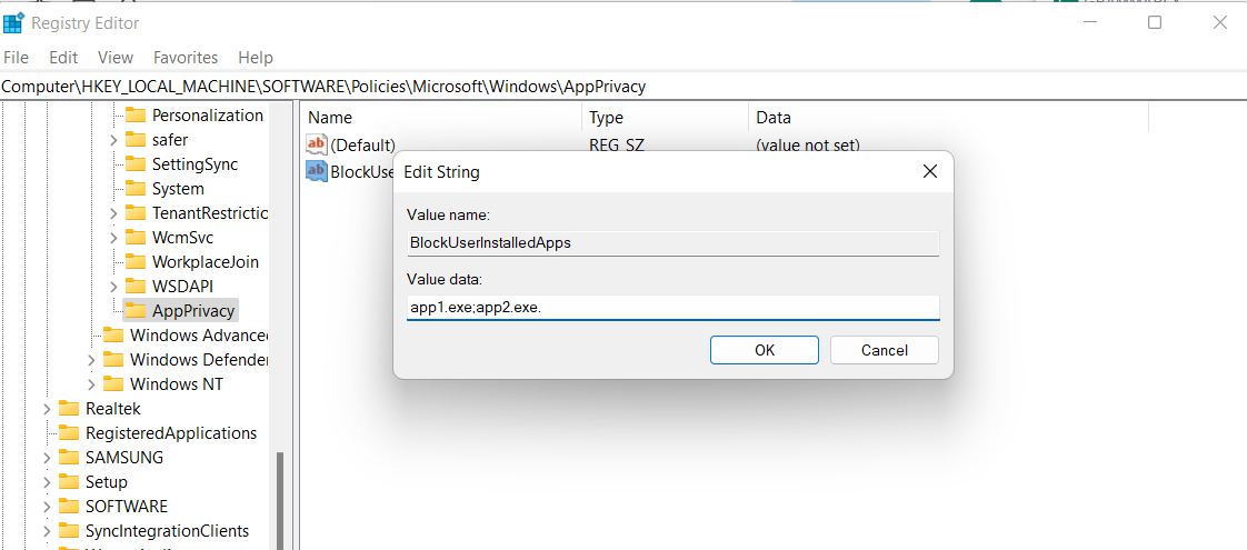 Editor Registri Mengedit String