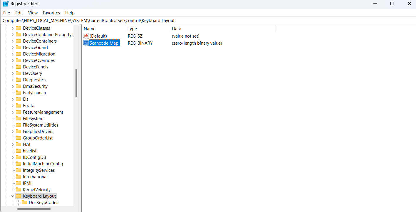 Registry Editor Scancode Map