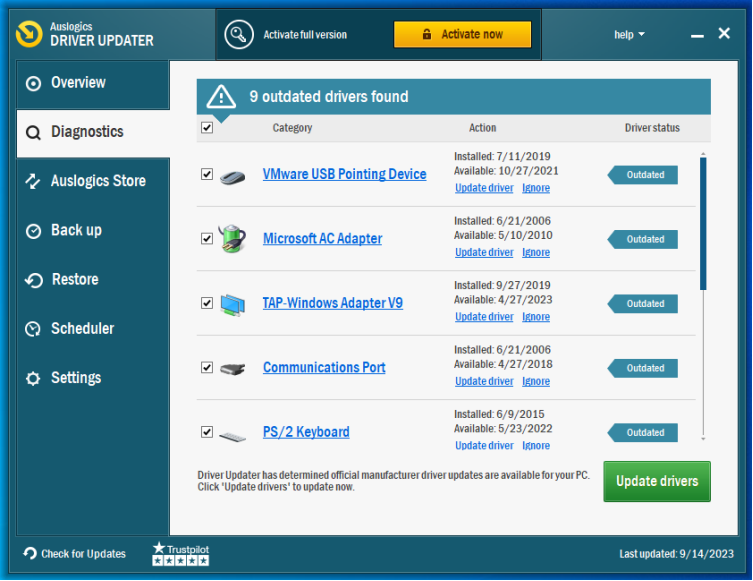 Scan your PC for outdated drivers with Auslogics Driver Updater