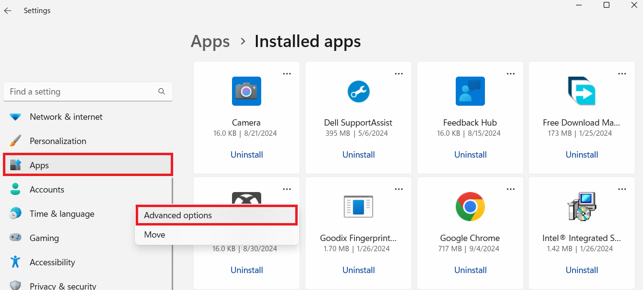 Select Advanced Options