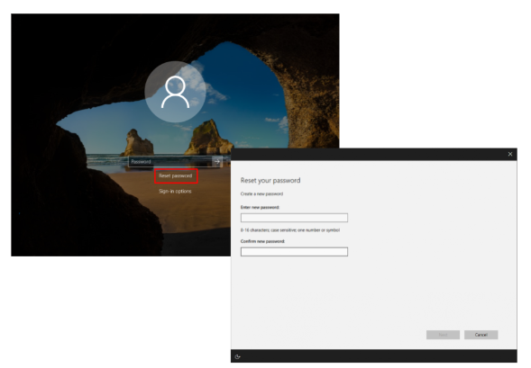 Windows reset your password