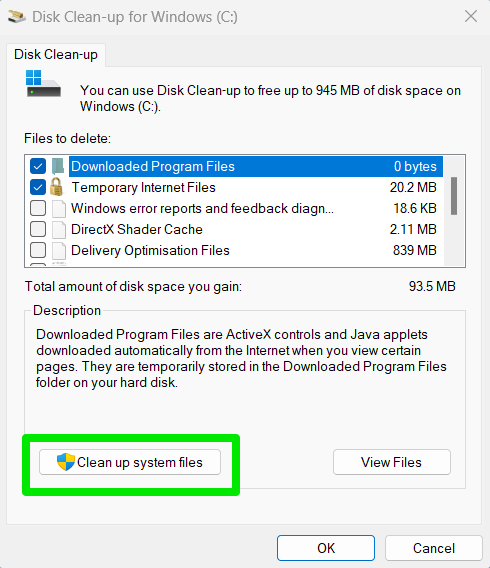 Clean up system files