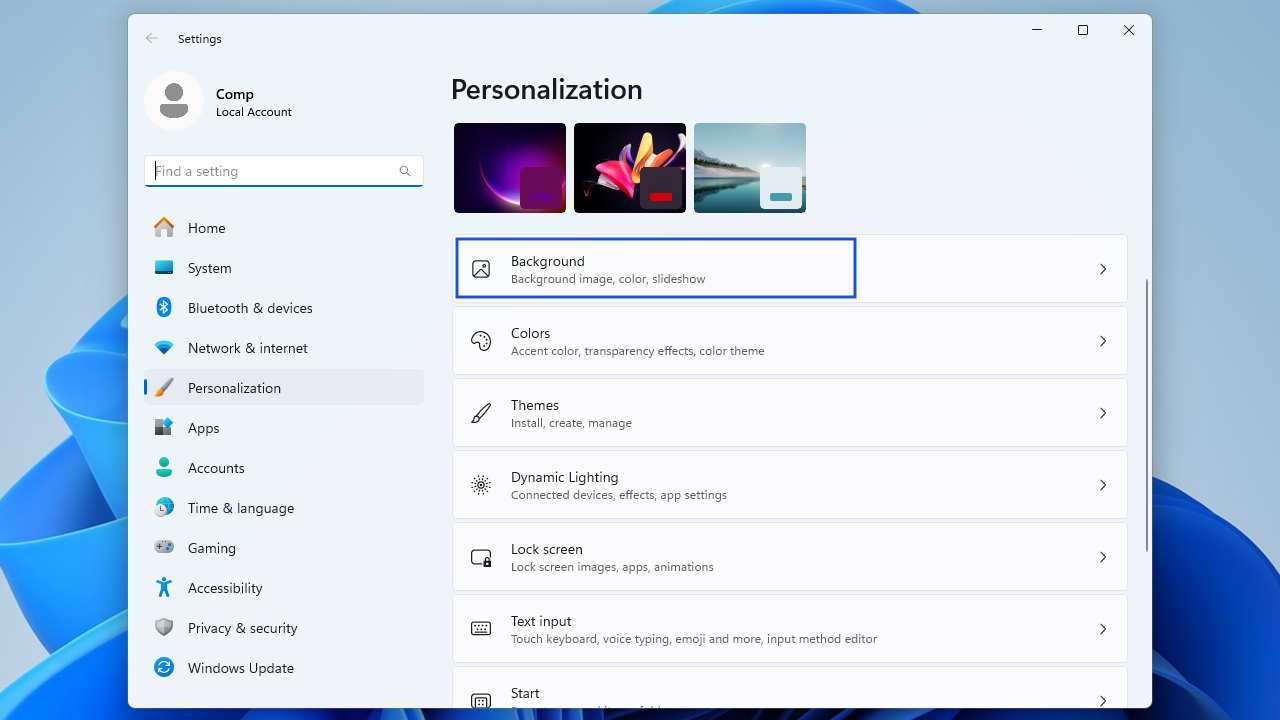 Select Background.