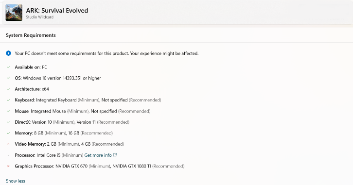 ARK Survival Evolved System Requirements