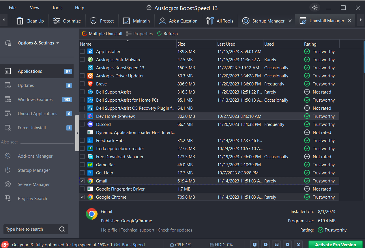 Auslogics BoostSpeed 13 multiple uninstall