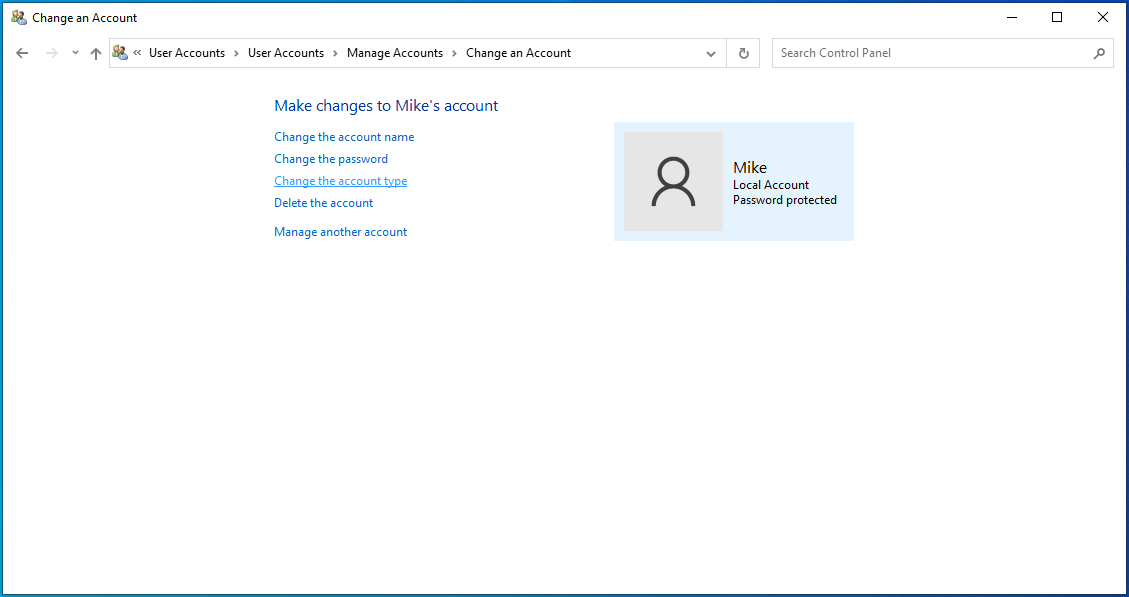 Change account type
