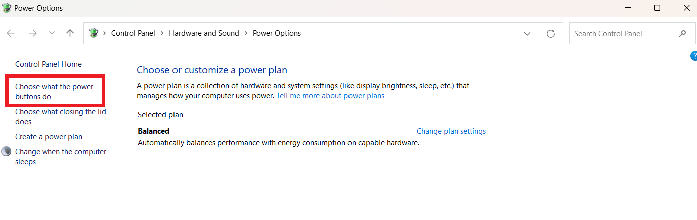Choose what the power buttons do