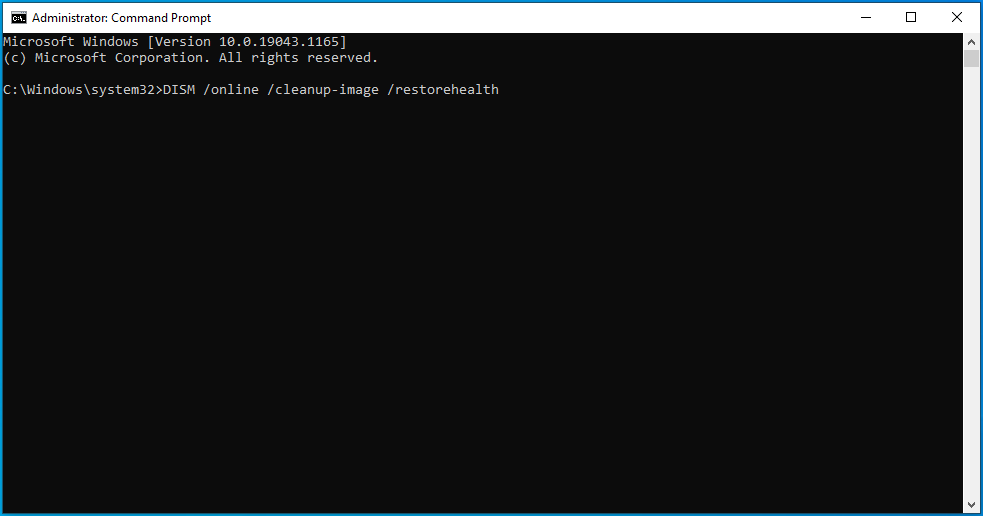 Command Prompt RestoreHealth