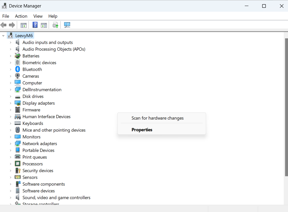 Device Manager Properties