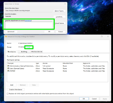 Enter the object name to select