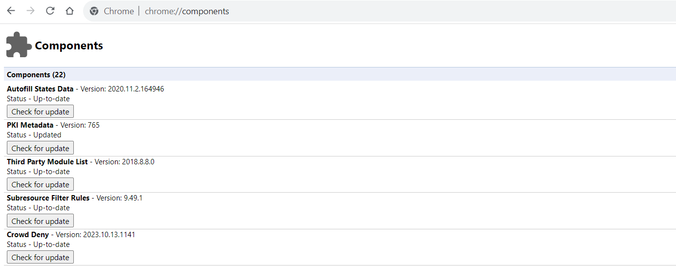 Google Chrome Components