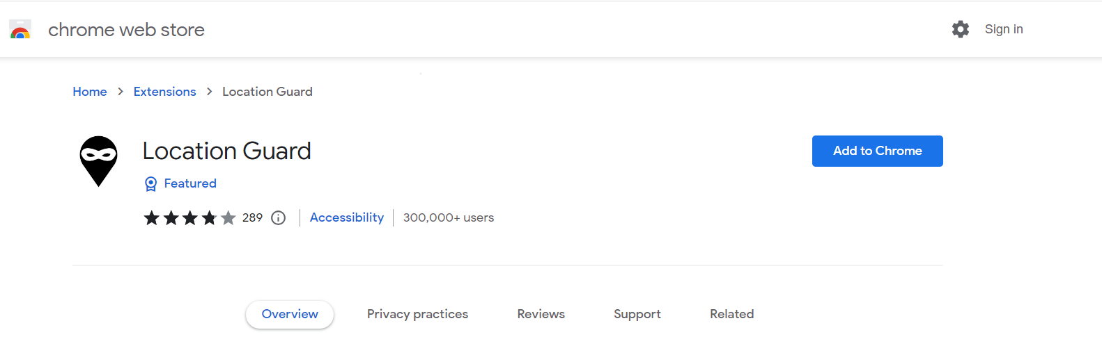 Click on the Location Guard and select “Add to Chrome.”